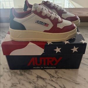 Autry Kids Kulk Low Sneakers - Black, Red & White